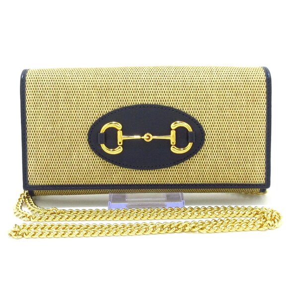 GUCCI Horsebit Beige Dark Navy Canvas Leather - 764-081625 - Picture 1 of 13